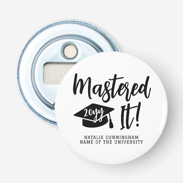 Personalised Masters Degree Graduation Mastered It Bottle Opener (Front)