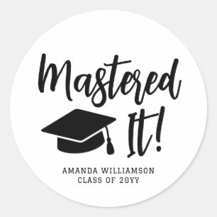 Personalised Masters Degree Graduation Mastered It Classic Round Sticker