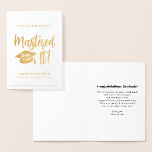 Personalised Masters Degree Graduation Mastered It Foil Card