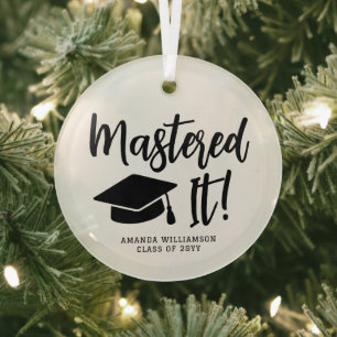Personalised Masters Degree Graduation Mastered It Glass Tree Decoration