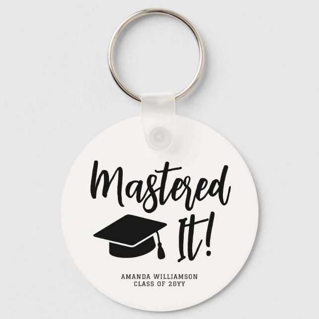 Personalised Masters Degree Graduation Mastered It Key Ring (Front)
