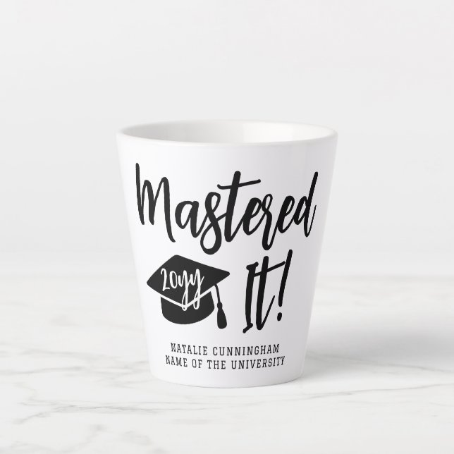 Personalised Masters Degree Graduation Mastered It Latte Mug (Front)