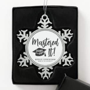 Personalised Masters Degree Graduation Mastered It Snowflake Pewter Christmas Ornament