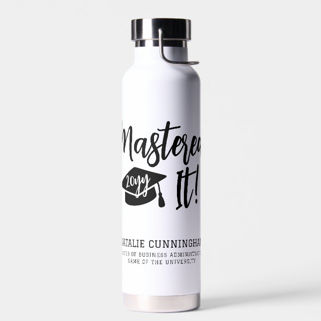 Personalised Masters Degree Graduation Mastered It Water Bottle (Left)