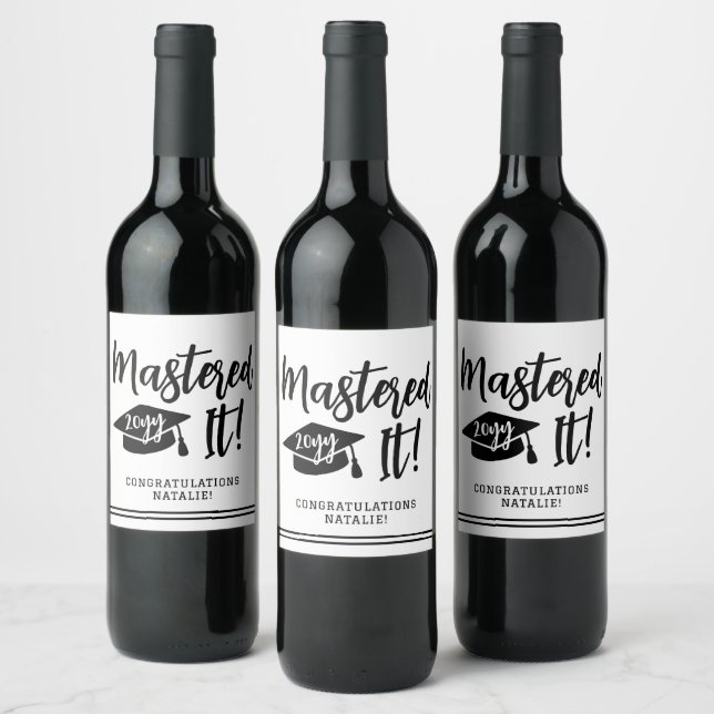 Personalised Masters Degree Graduation Mastered It Wine Label (Bottles)