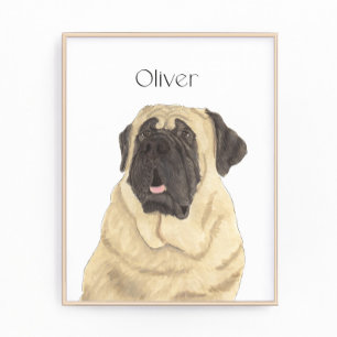 Personalised Mastiff Portrait Art Photo Print