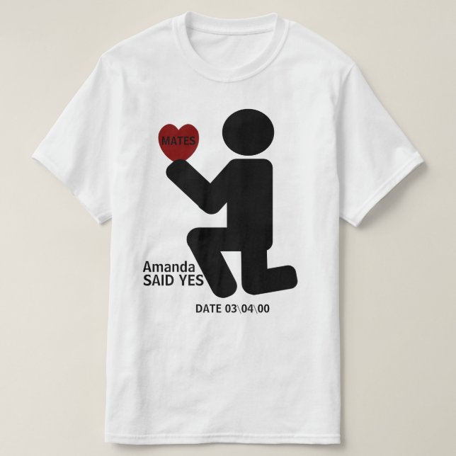 Personalised matching he asked she said yes T-Shirt (Design Front)