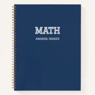 Personalised Math Grath School Calendar Navy Blue Notebook