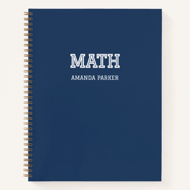 Personalised Math Grath School Calendar Navy Blue  Notebook (Front)