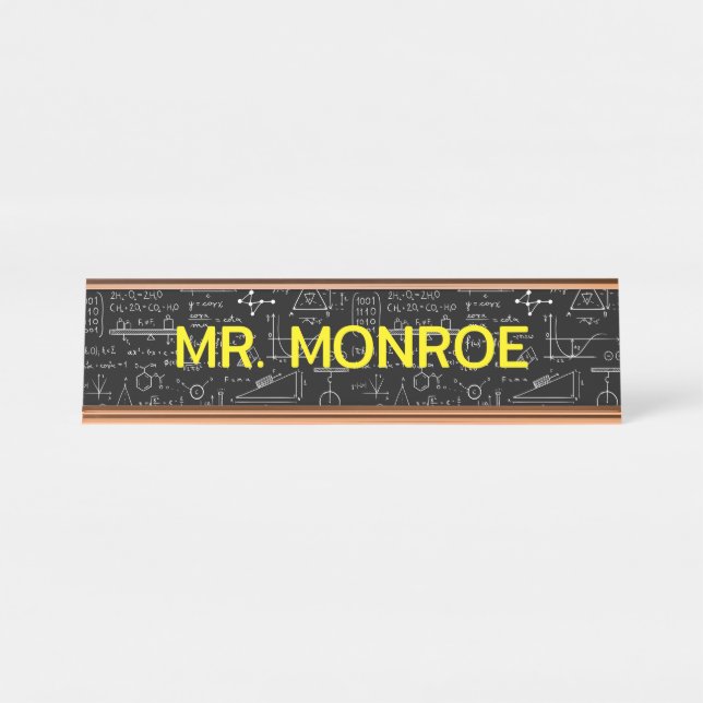Personalised Math Teacher Name Back To School Desk Name Plate (Front)