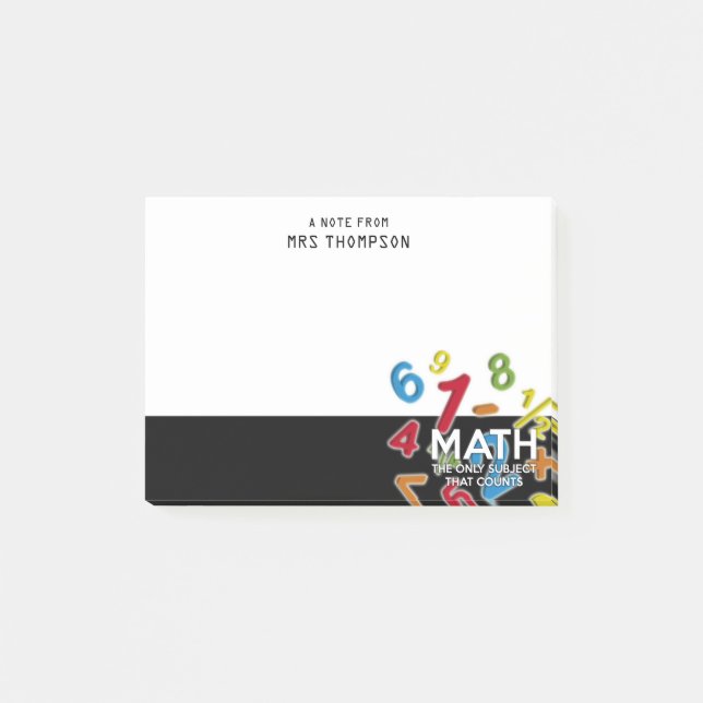 Personalised Math The Only Subject Fun Modern Post-it Notes (Front)