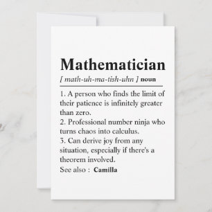 Personalised Mathematician Definition Card, Math Thank You Card