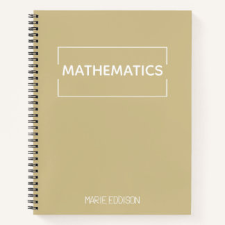Personalised Mathematics Simple Cute Beige Notebook