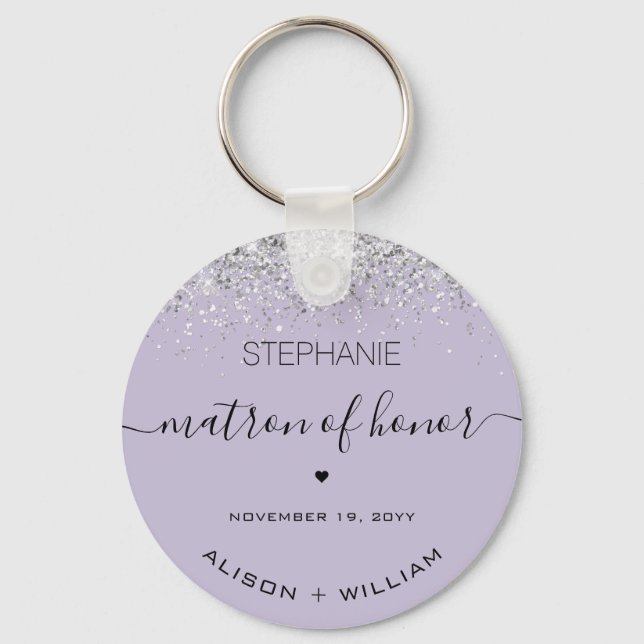 Personalised Matron of Honour Glitter confetti Key Ring (Front)