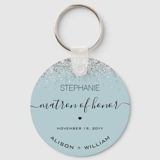 Personalised Matron of Honour Glitter confetti Key Ring (Front)