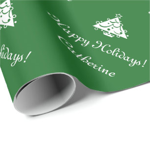 Personalised matte green Christmas wrapping paper