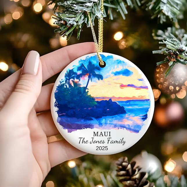 Personalised Maui Ornament, Hawaii Gift Ceramic Ornament (Creator Uploaded)
