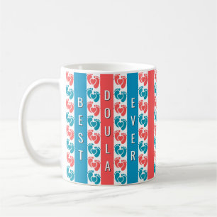 Personalised Maximalist Striped Footprints DOULA Coffee Mug