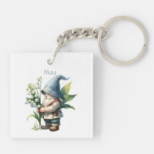 Personalised May Birth Month Garden Gnome Key Ring