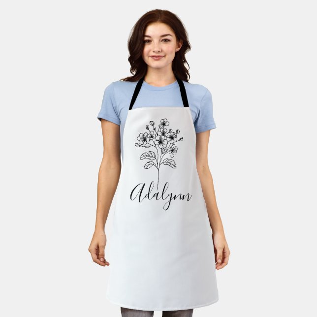 Personalised May Lily of the Valley Birth Flower  Apron (Worn)