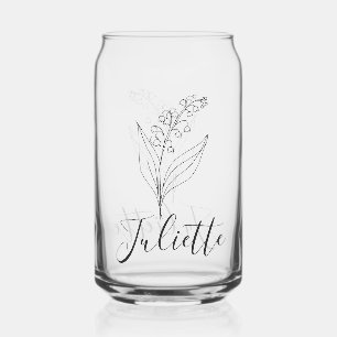 Personalised May Lily of the Valley Birth Flower  Can Glass