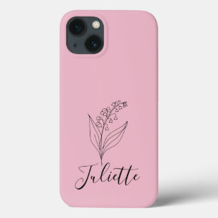 Personalised May Lily of the Valley Birth Flower iPhone 13 Case