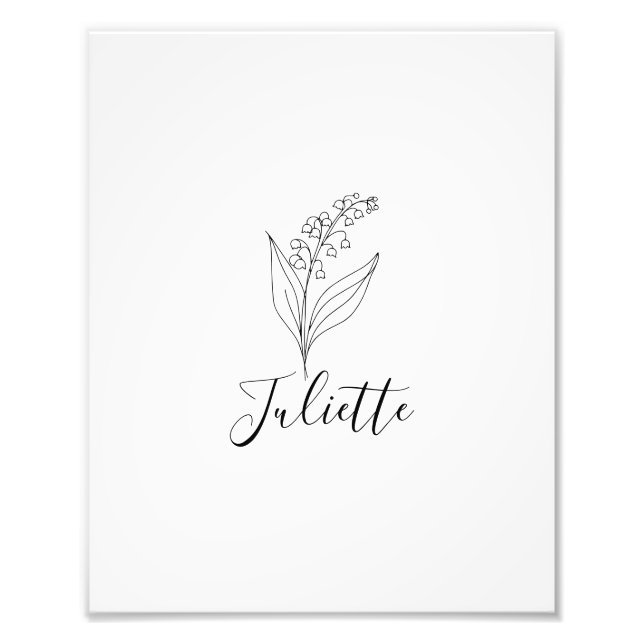 Personalised May Lily of the Valley Birth Flower  Photo Print (Front)