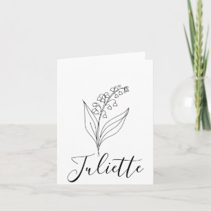 Personalised May Lily of the Valley Birth Flower  Thank You Card