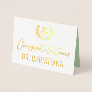 Personalised MD Med School Graduation Modern Foil Card