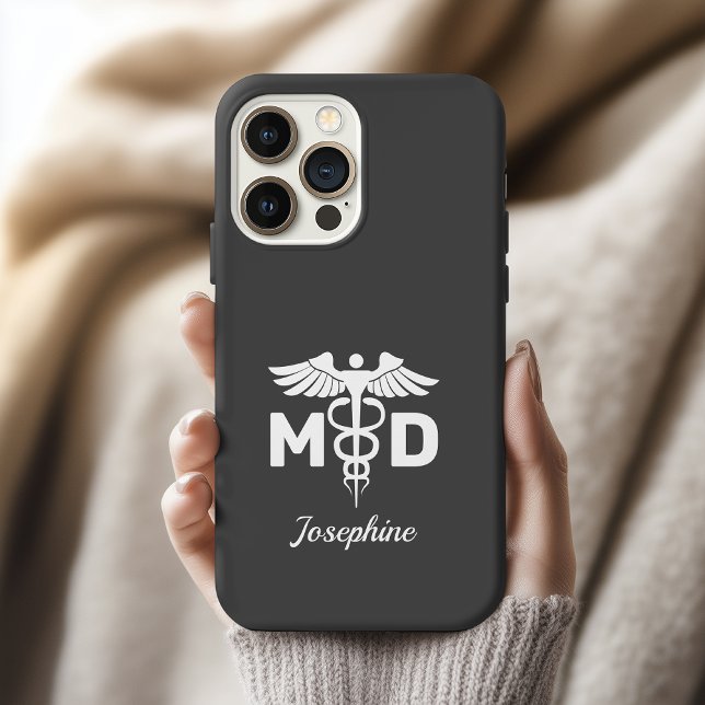 Personalised MD Thank You Gift Doctor Phone Case (residency completion doctor gift, physician appreciation phone case, caduceus symbol phone case)