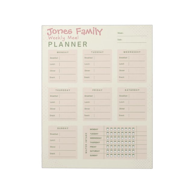 Personalised Meal Planner  Notepad (Rotated)