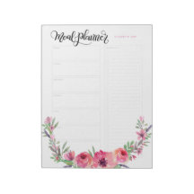 Personalised Meal planner pink flowers