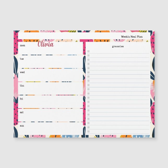 Personalised Meal Planner with Fruit Pattern (Front)