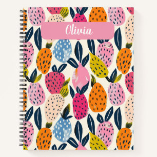 Personalised Meal Planner with Fruit Pattern Notebook