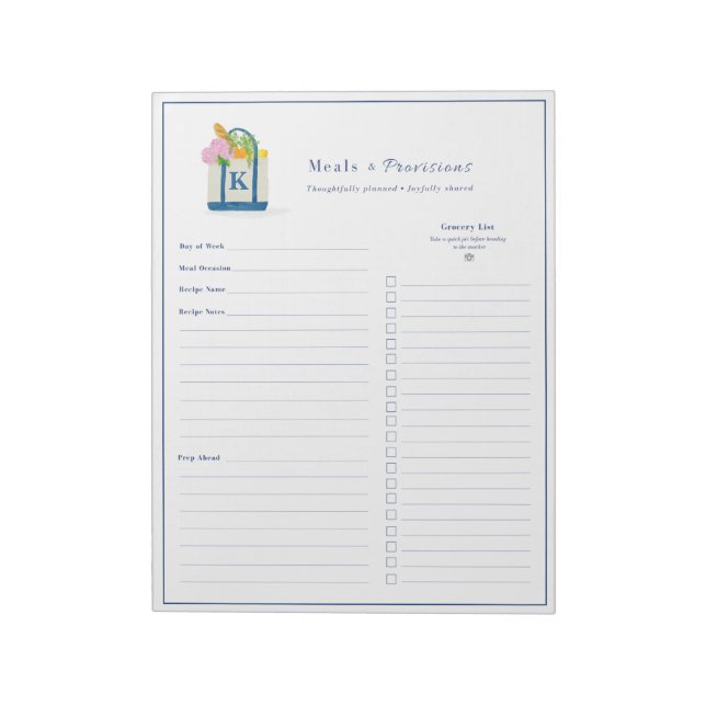 Personalised Meal Planning Notepad (Rotated)
