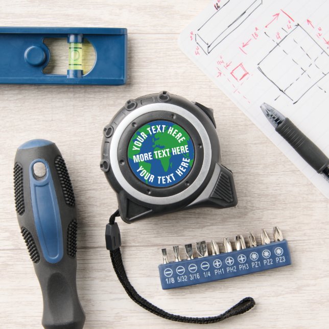 Personalised measuring tape with planet earth logo 1 (Workshop)