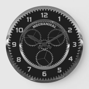 Personalised Mechanical Gear Print Large Clock