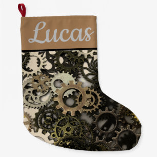 Personalised Mechanical Gears Large Christmas Stocking