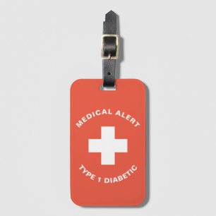 Personalised Medical Alert Diabetic Gift Diabetes Luggage Tag