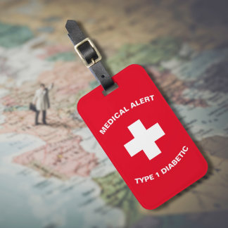 Personalised Medical Alert Diabetic Luggage Tag