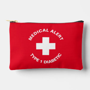Personalised Medical Alert  Diabetic Red  Accessory Pouch