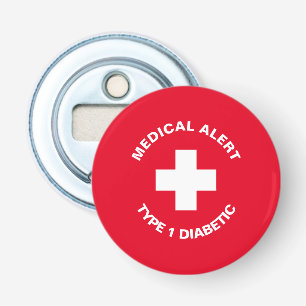 Personalised Medical Alert  Diabetic Red  Bottle Opener