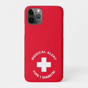 Personalised Medical Alert  Diabetic Red  iPhone 11 Pro Case