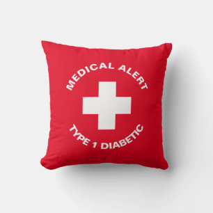 Personalised Medical Alert Diabetic Red Cushion