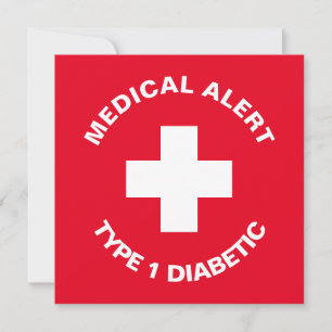 Personalised Medical Alert  Diabetic Red  Thank You Card