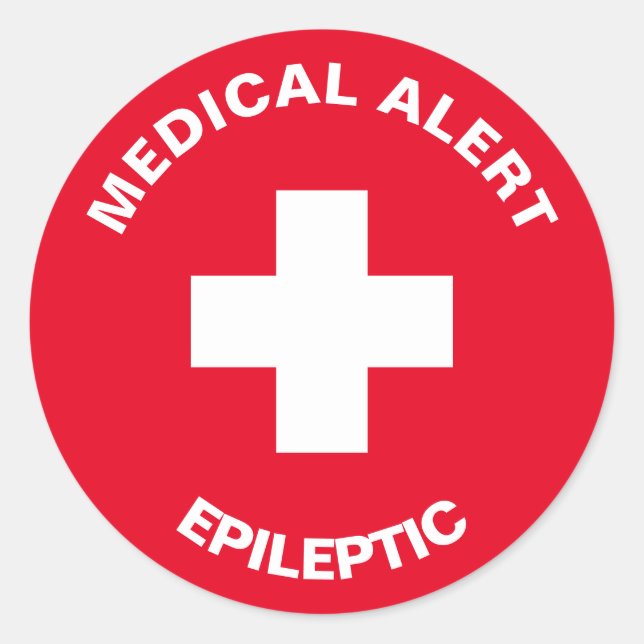 Personalised Medical Alert Epileptic Red Classic R Classic Round Sticker (Front)