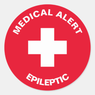 Personalised Medical Alert Epileptic Red Classic R Round Sticker