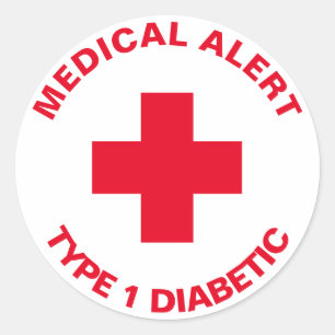 Personalised Medical Alert Insulin Diabetic Red Classic Round Sticker