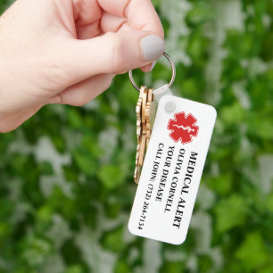 Personalised Medical Alert Medical Information ID Key Ring