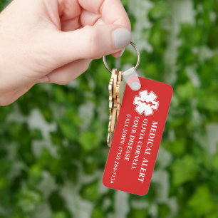 Personalised Medical Alert Medical Information ID Key Ring